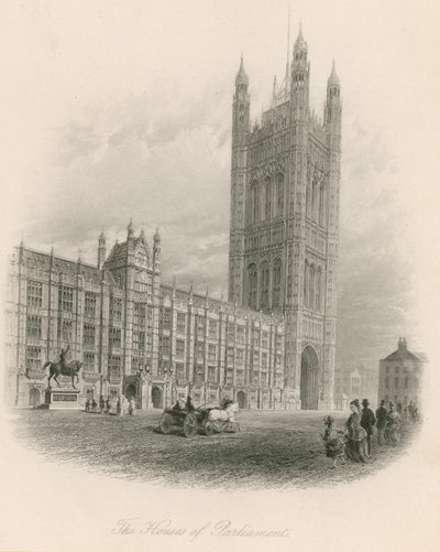 As casas do Parlamento, Westminster, Londres de English School