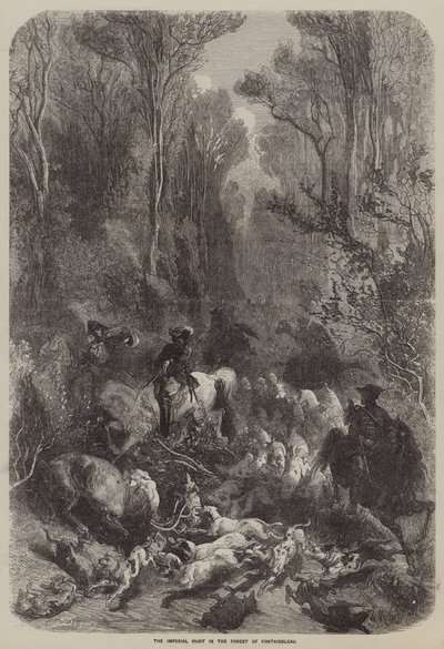 A Caça Imperial na Floresta de Fontainbleau (gravura) de English School