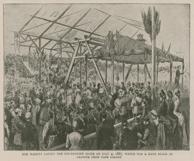 O Instituto Imperial: Sua Majestade, colocando a pedra fundamental em 4 de julho de 1887, que era um enorme bloco de granito da Colônia do Cabo de English School