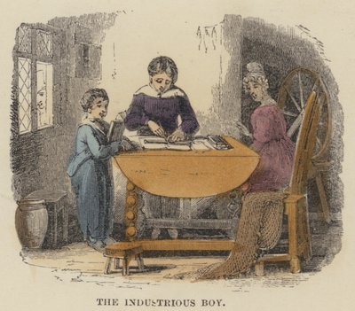 The Industrious Boy (gravura a cores) de English School