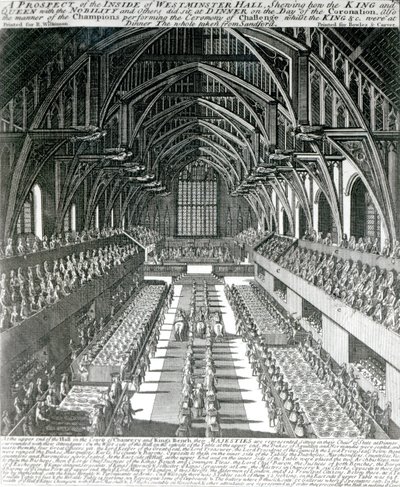 O interior do Westminster Hall (lito) (foto do bw) de English School