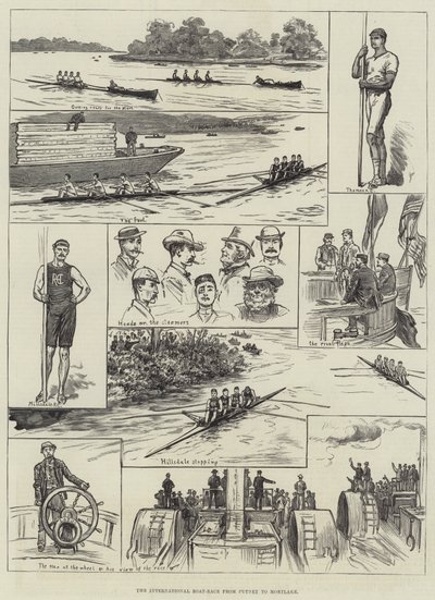 The International Boat-Race from Putney to Mortlake (gravura) de English School
