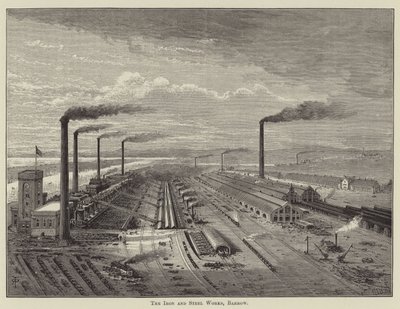 A Fábrica de Ferro e Aço, Barrow (gravura) de English School