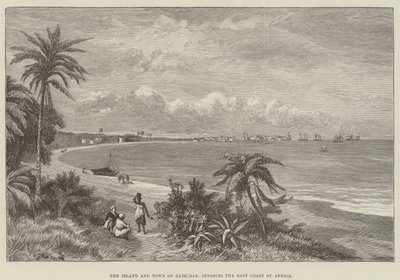 A Ilha e Cidade de Zanzibar, em frente à Costa Leste de África (gravura) de English School