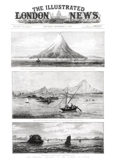 A ilha de Krakatoa, capa do The Illustrated London News, 8 de setembro de 1883 de English School