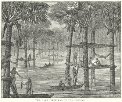 Os habitantes do lago do Orinoco (gravura) de English School