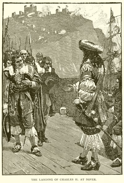 O desembarque de Charles II em Dover de English School