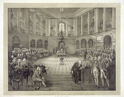 O Último Parlamento da Irlanda eleito em 1790 d. C., pub. 1874 (litho) de English School