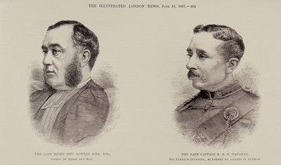 Rev. Rowley Hill, Bispo de Sodor e Man e o falecido Capitão EBT Vaughan, 6º Infantaria Punjaub, Assassinado por Dacoits em Burmah, de The Illustrated London News, 18 de junho de 1887 (e de English School