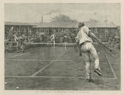 A partida do campeonato do tênis do gramado em Wimbledon de English School