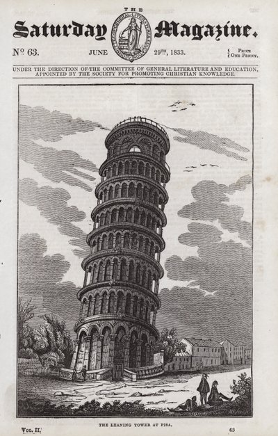 A Torre Inclinada de Pisa (gravura) de English School