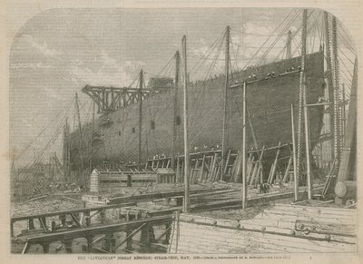 O navio a vapor Leviathan (Great Eastern), maio de 1856 de English School