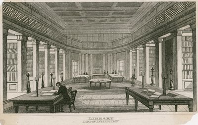 A biblioteca da instituição de Londres, Finsbury Circus, Londres de English School