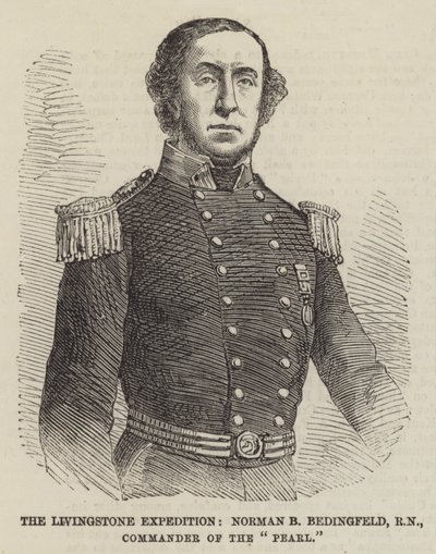 The Livingstone Expedition, Norman Bedingfeld, RN, Comandante da "Pérola" (gravura) de English School