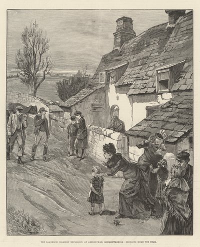 A Explosão da Colisaria Llanerch, em Abersychan, Monmouthshire, trazendo para casa os mortos (gravura) de English School