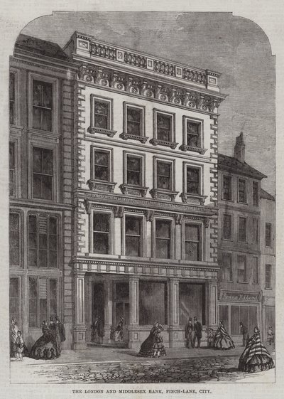 The London and Middlesex Bank, Finch-Lane, City (gravura) de English School