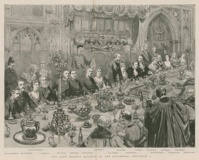 O Banquete dos Lord Mayors no Guildhall, Londres, 9 de novembro de 1887 de English School