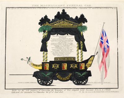 O Magnífico Carro Funerário, pub. 1806 (gravura colorida à mão) de English School