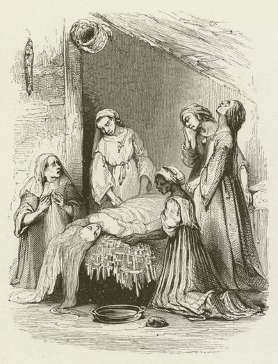 As mulheres de Malabar lavando o corpo da Virgínia (gravura) de English School