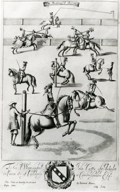 O Cavalo Manag&39;d, de &39;Recreação do Cavalheiro&39; publicado por Richard Blome, 1686 de English School