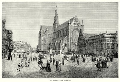 A Praça do Mercado, Haarlem (gravura) de English School