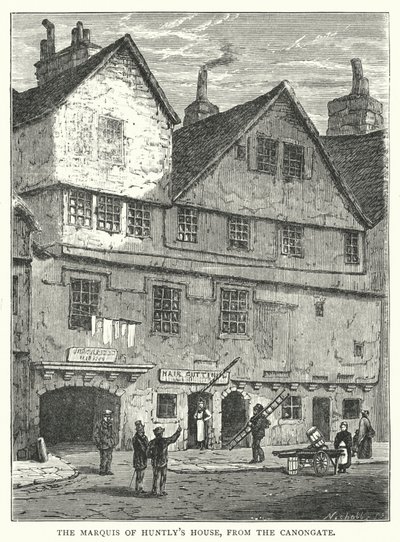 O Marquês da Casa de Huntly, a partir do Canongate (gravura) de English School