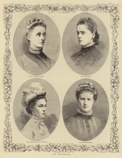 O Casamento do Duque de Connaught, as Damas de Honra (gravura) de English School