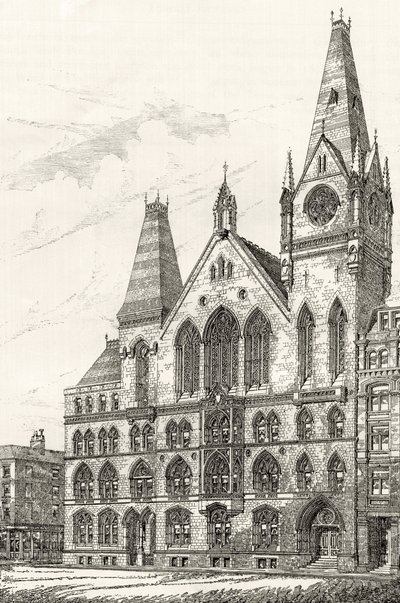 O Memorial Hall, Farringdon Street, de &39;London Pictures: desenhado com caneta e lápis&39;, pelo Rev. Richard Lovett, publicado em 1890 de English School