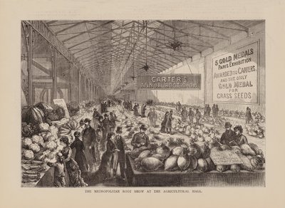Exposição metropolitana de raízes no Agricultural Hall (gravura) de English School