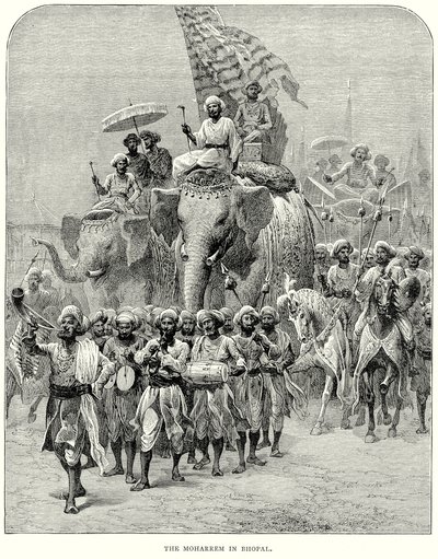 O Moharrem em Bhopal (gravura) de English School