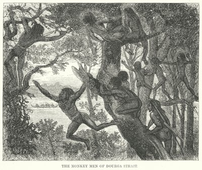 Os homens-macaco do Estreito de Dourga (gravura) de English School