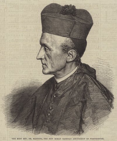 O Reverendíssimo Dr. Manning, Arcebispo Novo Católico Romano de Westminster (gravura) de English School