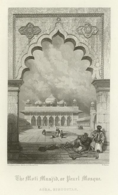 O Moti Musjid, ou Pearl Mosque, Agra, Índia de English School