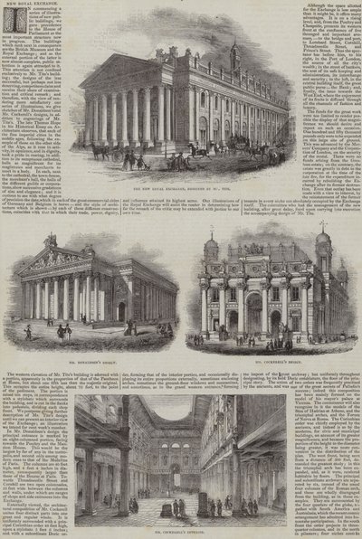 The New Royal Exchange, Londres, com desenhos alternativos (gravura) de English School