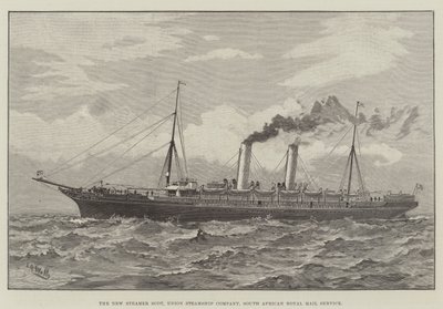 The New Steamer Scot, Union Steamship Company, South African Royal Mail Service (gravura) de English School