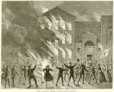 The No Popery Rioters queimando Prisão de Newgate de English School