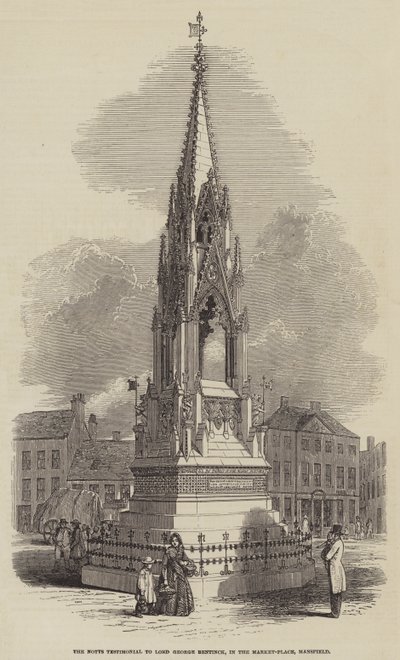 O testemunho de Notts a Lord George Bentinck, no Market-Place, Mansfield (gravura) de English School