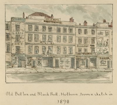 The Old Bell Inn e Black Bull, Holborn, Londres (wc no papel) de English School