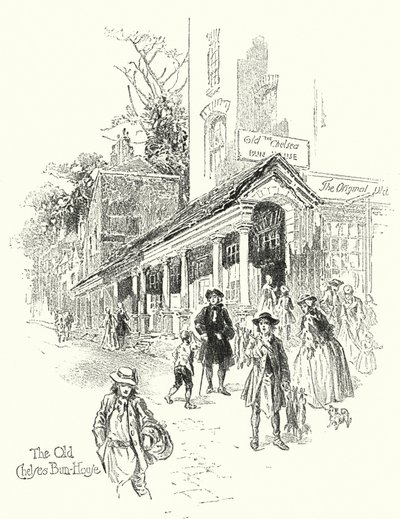 A velha Chelsea Bun-House (litho) de English School