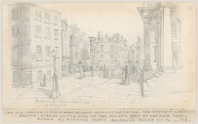 O antigo pátio da igreja, St Martins Lane, norte da igreja de English School