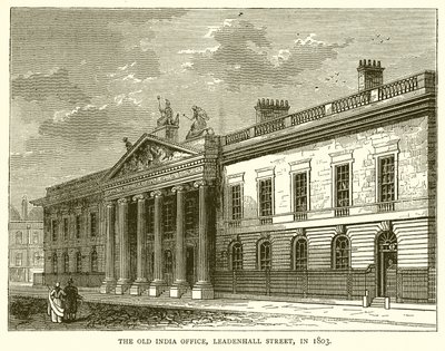 O antigo escritório da Índia, Leadenhall Street, em 1803 de English School