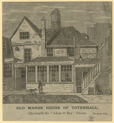 A antiga casa senhorial de Totenhall, mais tarde a Taverna Adão e Eva, em Londres de English School