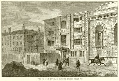 The Old Post Office, na Lombard Street, cerca de 1800 de English School