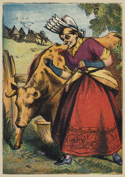 The Old Woman and the Cow (cor litho) de English School