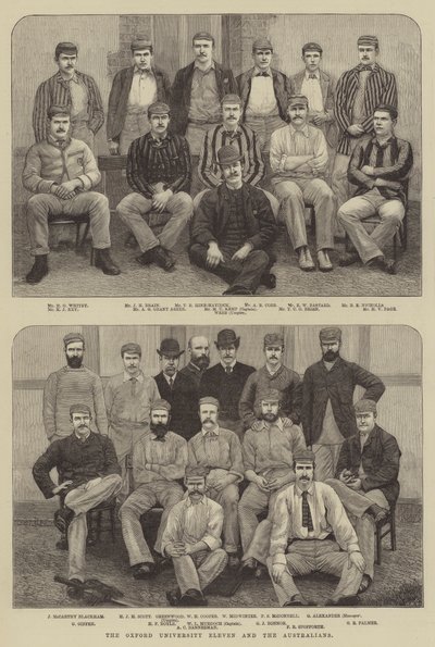 The Oxford University Eleven and the Australians (gravura) de English School