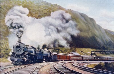 O Pacífico do New York Chicago Express, ilustração do Wonder Book of Railways, décima quarta edição editada por Harry Golding, 1929 de English School