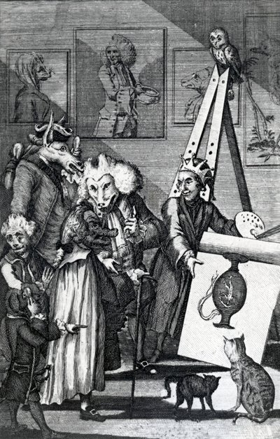 O pintor enviando sua foto ao Exame de conhecedores e antiquários, 1774 de English School