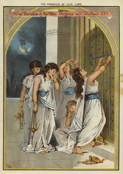 As Parábolas de Cristo: A Parábola das Dez Virgens (chromolitho) de English School