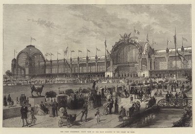 A Exposição de Paris, Vista Frontal do Edifício Principal do Champ de Mars (gravura) de English School