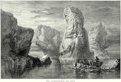 Os Paternosters, ao largo de Sark (gravura) de English School